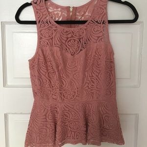 Lace Pink Peplum Blouse